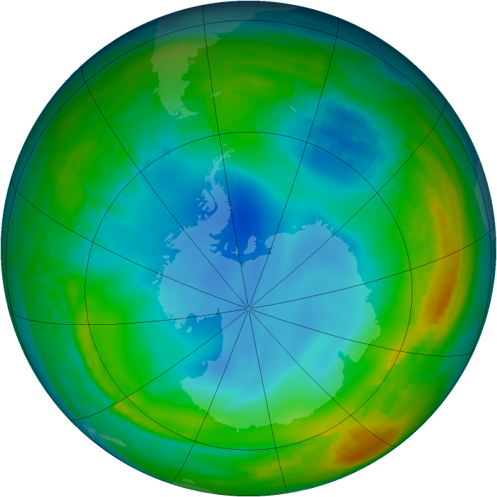 Antarctic ozone map for 11 June 1984